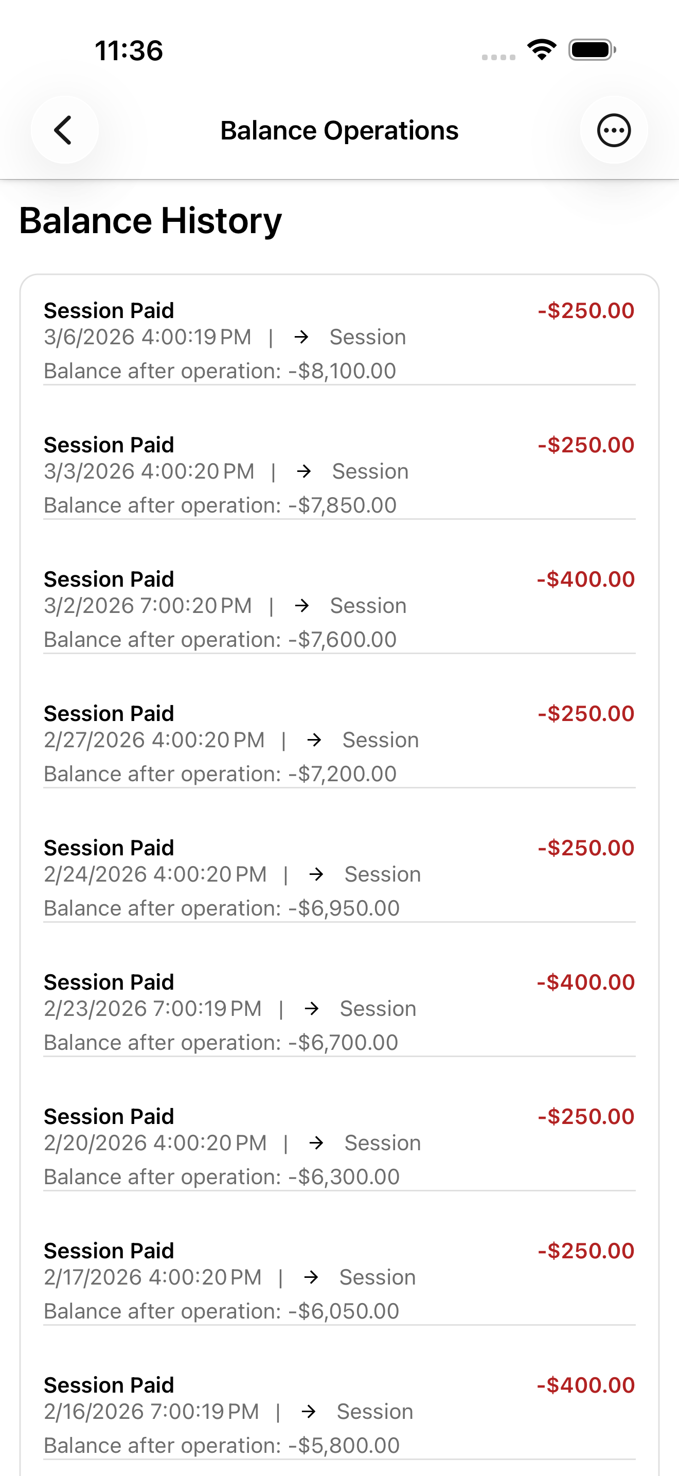 Owlery balance tracking